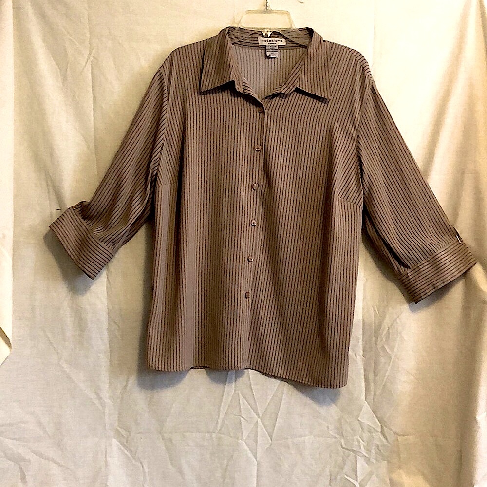 Notatations Women tan/black striped blouse size 2xl